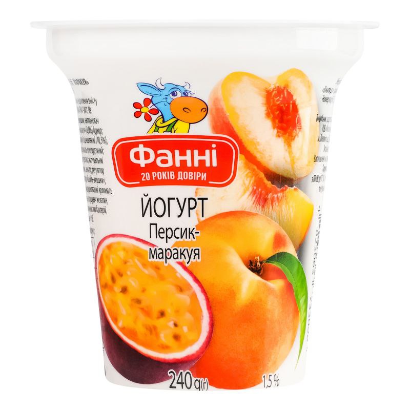 Йогурт Фанні персик-маракуя 1.5% 240г